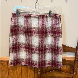Plaid Burgundy and Cream Womens Skirt